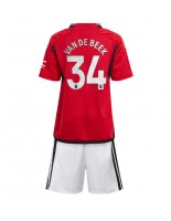 Manchester United Donny van de Beek #34 Domácí dres pro děti 2023-24 Krátký Rukáv (+ trenýrky)